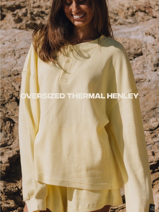Daily Drills Tops - Daily Drills Oversized Thermal Henley - Lemonade